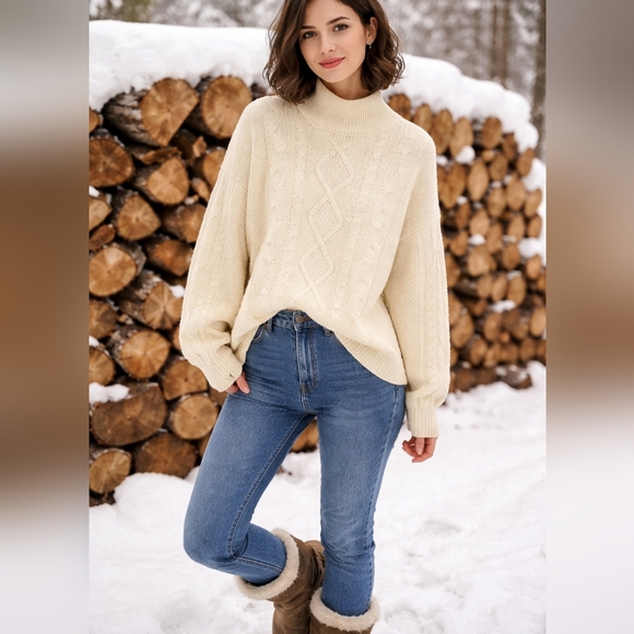 GAP Sweaters - Gap Oversized Cream Wool/alpaca/cotton Blend Sweater XL Tall